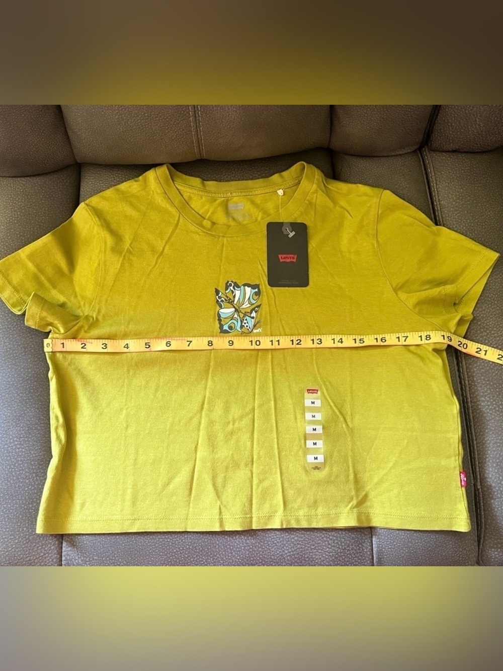 Levi's Lime Green Tee Crop with Multicolor Butterfly